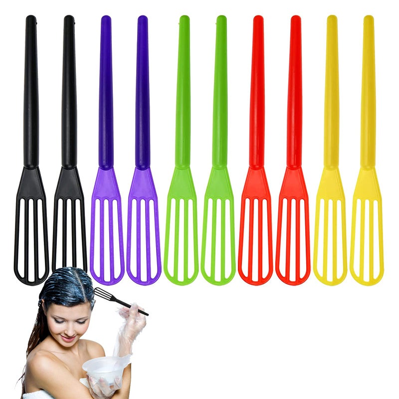 DIYstore, 10 PCS Plastic Hair Coloring Mixer,Hair Color Whisks Dye Cream Mixer,Tint Color Cream Colorful Spoon Applicator Hair Bleaching Highlight Tool for Home Barber Shop Salon - Image 1